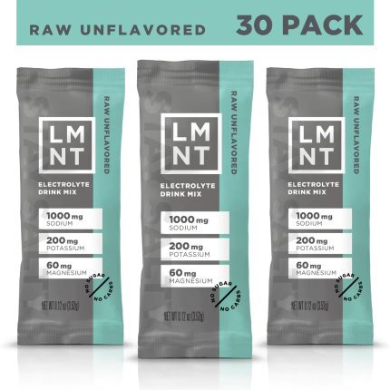 LMNT Zero-Sugar Electrolytes Powder (30 Pack) Raw Unflavored Kuwait